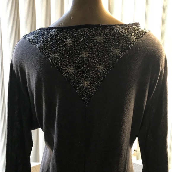 ANNABELLE U.S.A. Comfy SLOUCHY Grey Stretch TOP With LACE Inset at Back Size M - Picture 10 of 10